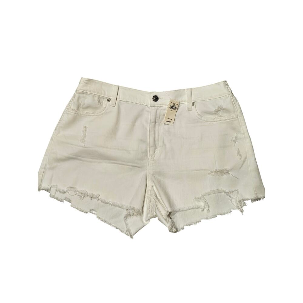Aerie soft stretchy jean shorts white distressed large new coastal cutoff